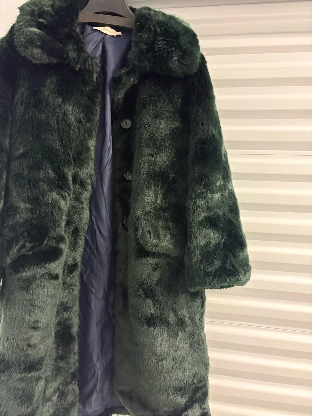 Tory Burch Faux Fur Coat. Size Large. Like New.  Forest Green.